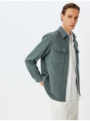 Koton Uzun Kollu Pamuk Karışımlı Cep Detaylı Gömlek Ceket