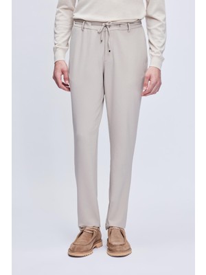 Bej Rahat Kesim Yandan Cepli Jogger Pantolon