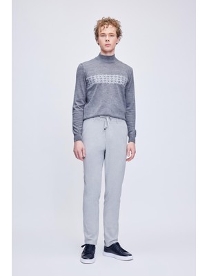 Gri Rahat Kesim Yandan Cepli Jogger Pantolon
