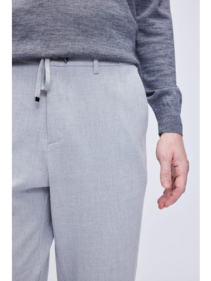 Gri Rahat Kesim Yandan Cepli Jogger Pantolon