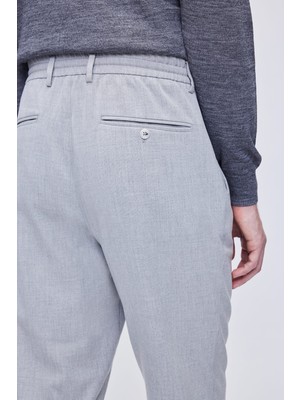 Gri Rahat Kesim Yandan Cepli Jogger Pantolon
