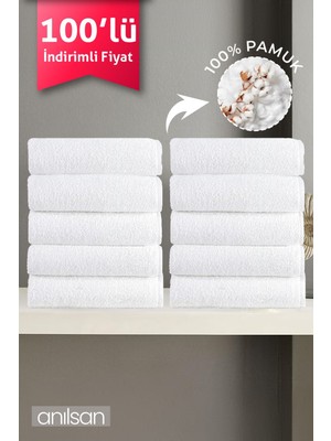 Anılsan 100'LÜ Beyaz Banyo Havlusu - 70 x 140 cm , 490GR, PAMUK, Spa ve Otel Havlusu, Günlük Kullanıma Uygun