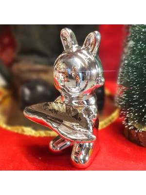 Le Atölye Astronot Tavşan Silver Mini Boy Dekoratif Obje 14,5 cm