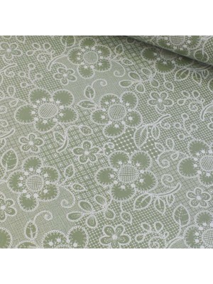 Yeşil Dantel Nevresimlik Poplin Kumaş-Dstr