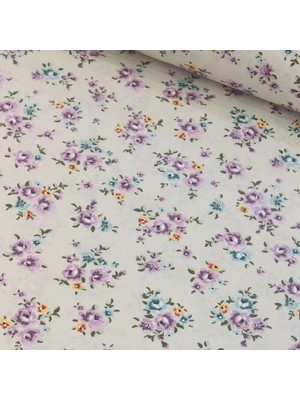 Lila Gül Nevresimlik Poplin Kumaş-Dstr