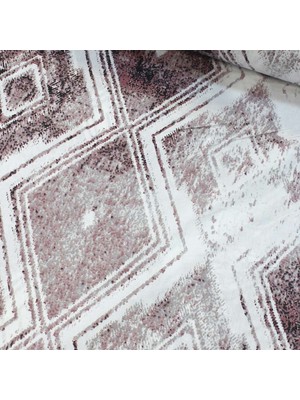 Gül Kurusu Bej Geo Ebruli Nevresimlik Poplin Kumaş-Vrgld