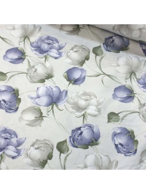 Indigo Yeşil Gül Nevresimlik Poplin Kumaş-Vrgld
