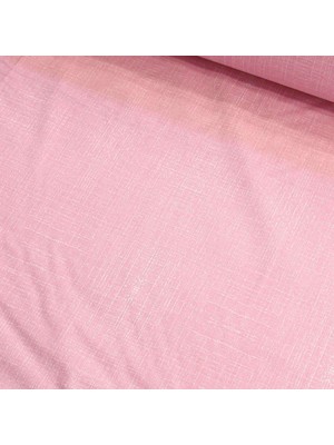 Pembe Keten Efekti Nevresimlik Poplin Kumaş-Vera