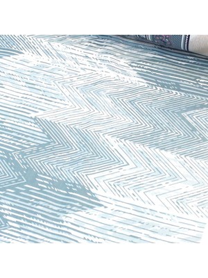 Eteği Sulu Şal Pembe Mavi Nevresimlik Poplin Kumaş-Vrgld