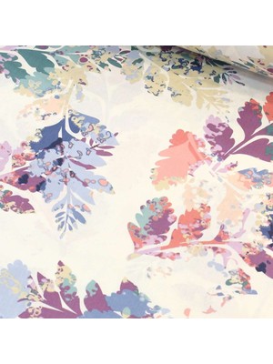 Sonbahar Yaprak Lila Nevresimlik Poplin Kumaş-Vrgld