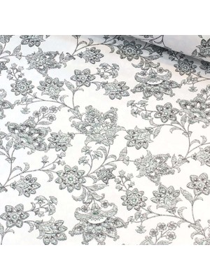 Menekşe Şal Yeşil Nevresimlik Poplin Kumaş-Vrgld