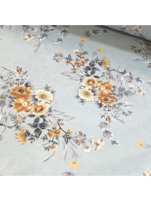 Gold Çiçek Buketi Nevresimlik Poplin Kumaş-Vrgld