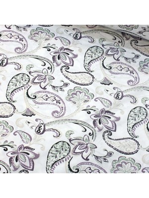 Lila Yeşil Şal Desen Nevresimlik Poplin Kumaş-Vrgld