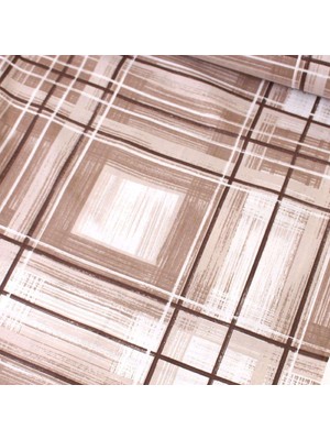 Kahve Ekose Nevresimlik Poplin Kumaş-Vera