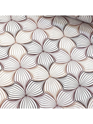 Sarı Gri Geo Çiçek Nevresimlik Poplin Kumaş-Vrgld