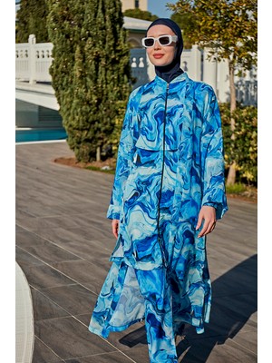 Remsa Mayo Remsa Tesettür Mayo Üzerine Tek Kaftan Kimono Pareo RP010 Nil