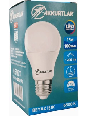 Akkurtlar Led Lamba 15W-100W  1200 Lümen Beyaz Işık E-27 Duy