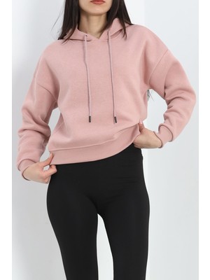 Afillix Concept Kapşonlu 3 Iplik Crop Sweat Gülkurusu - 20969.1878.