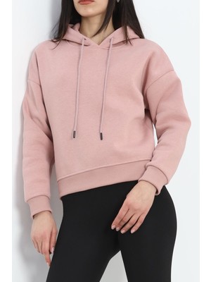 Afillix Concept Kapşonlu 3 Iplik Crop Sweat Gülkurusu - 20969.1878.