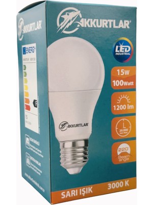 Akkurtlar LED Lamba 15W-100W 1200 Lümen Sarı Işık 3000K