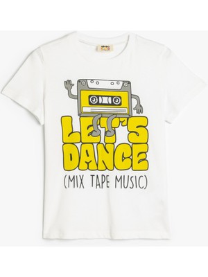 Koton T-Shirt Kısa Kollu Bisiklet Yaka Baskı Detaylı Pamuklu