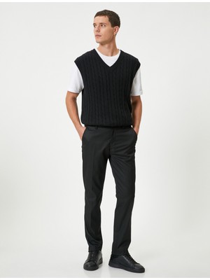 Koton V Yaka Süveter Örgü Pamuklu