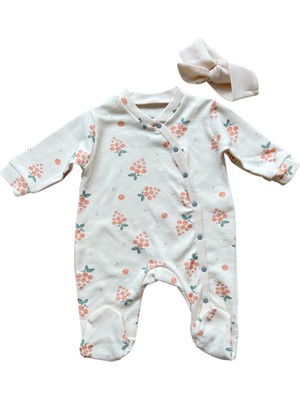 Esya Baby Üzüm Desenli Bandanalı Kız Bebek Tulum Seti