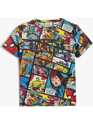 Koton Marvel Lisanslı Kısa Kollu T-Shirt Erkek Çocuk İçin Günlük Grafik Desenli