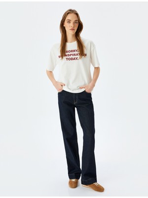 Koton Slogan Baskılı Kısa Kollu Bisiklet Yaka Oversize T-Shirt