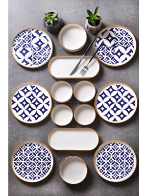 14 Parça 6 Kişilik Karo Stackable Kahvaltı Takımı - Kahvaltılık