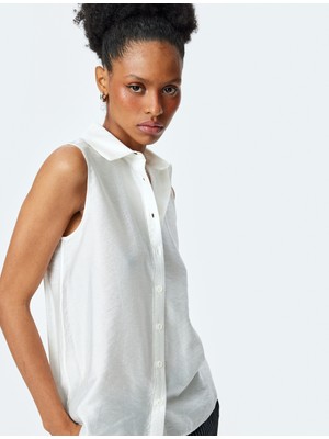 Koton Klasik Yaka Viskon Kolsuz Gömlek