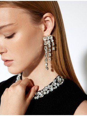 Koton Taşlı Küpe Sallantılı Büyük Boy - Koton x Melis Ağazat