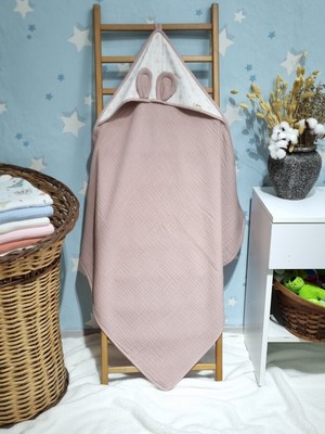 Yada Baby 2 Kat Bürümcük Müslin Kumaş Bebek Kundak Havlu & Bebek Bornoz (80 x 80 Cm)