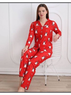 Kadın Süet Pijama Takımı Penguenli ( XL beden)