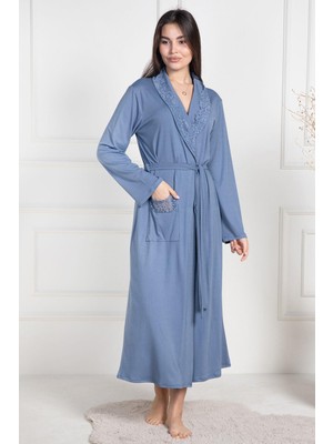 Mecit Pijama 6107 Indigo Kadın Büyük Beden Sabahlık