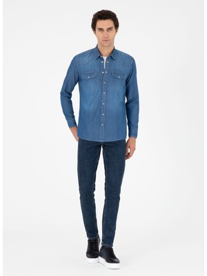 Cacharel Normal Bel Slim Paça Slim Fit Lacivert Erkek Denim Pantolon Kaı