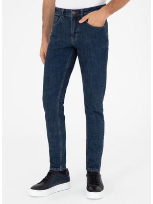 Cacharel Normal Bel Slim Paça Slim Fit Lacivert Erkek Denim Pantolon Kaı