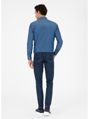 Cacharel Normal Bel Slim Paça Slim Fit Lacivert Erkek Denim Pantolon Kaı