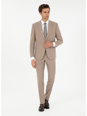 Cacharel Normal Bel Slim Fit Bej Erkek Takım Elbise Geon