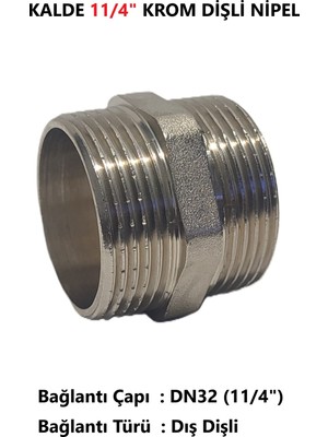 Kalde 11/4" Sarı / Krom Dişli Nipel DN32 - Chrome Nipple