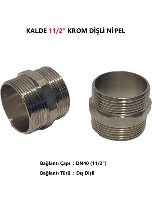 Kalde 11/2" Sarı / Krom Dişli Nipel DN40 - Chrome Nipple