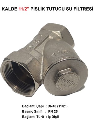 Kalde 11/2" Sarı / Krom Pislik Tutucu Su Filtresi DN40 - Threaded Strainer