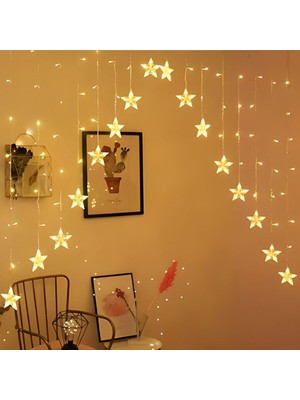 Storemax 4 Metre LED Işık 14'lü Çapraz Yıldız Işık Zinciri Dekoratif Fişli Aydınlatma Ev Dekorasyonu Süsleme Salon Oda Merdiven Balkon İçin Yılbaşı Eğlence Doğum Günlerine Özel Aydınlatma
