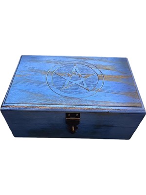 Pabiflo Vintage Mücevher Kutusu Kilitli Kristal Saklama Kutusu Wicca Pentagram Meşe Ahşap Kutu Ahşap Saklama Kutusu Oyuncak Kömür (Yurt Dışından)