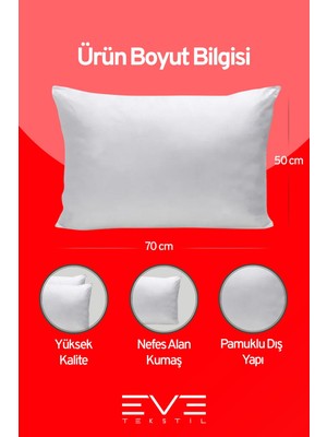 Eve Tekstil 8 Adet Micro Silikon Elyaf Nonwoven Yıkanabilir Antialerjik Ev ve Hotel Yastık 50  x  70 cm  700 gr