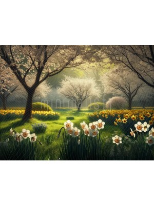 Çiçek Açan Doğa Arka Planı, 200x150cm, Stüdyo Fonu