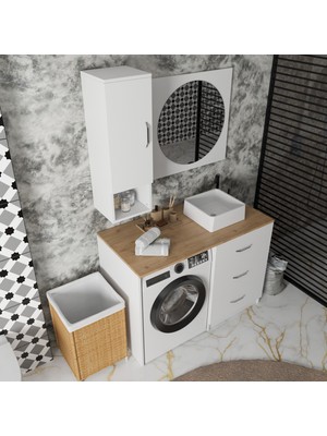 Rozbo Modern Tek Kapaklı Aynalı Çok Amaçlı Banyo Dolabı