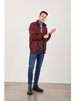 Mentality Çetinkaya Mentality 7342 Bordo Bondit Kapuşonlu Mont