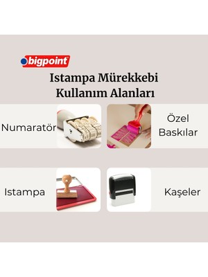 Bigpoint Istampa Mürekkebi Kaşe ve Istampa ile Uyumlu Yağsız ve Kalıcı Mürekkep Siyah 60 ml