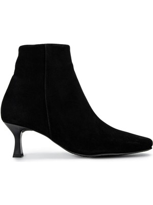 Tamer Tanca Kadın  Deri Siyah Süet Topuklu Bot 1078 02 Bn Bot SK24-25 Sıyah Suet